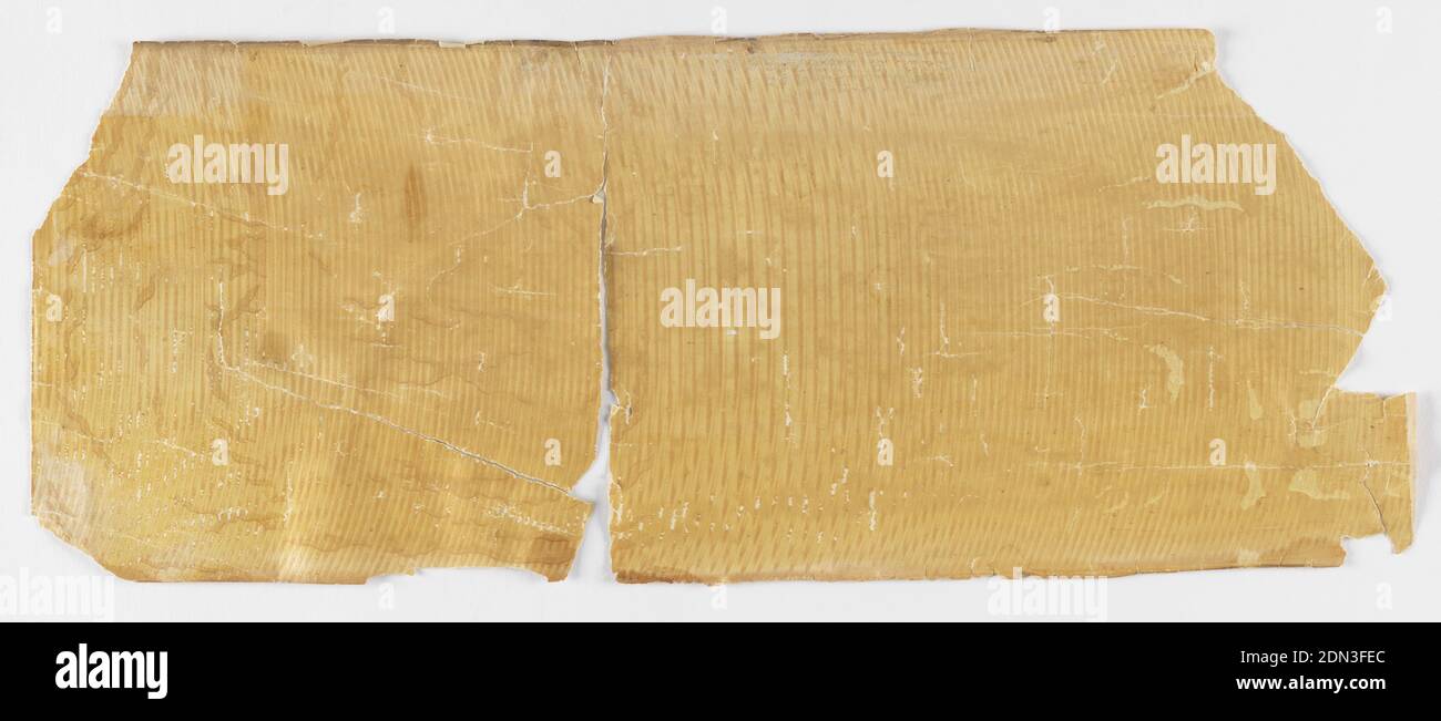 Seitenwand - Fragment, Block-gedruckt und gekämmt, Lack, gekämmt und gedruckt Holzmaserung, die leichte Eiche simuliert., USA, 1875–1900, Wallcoverings, Sidewall - Fragment Stockfoto