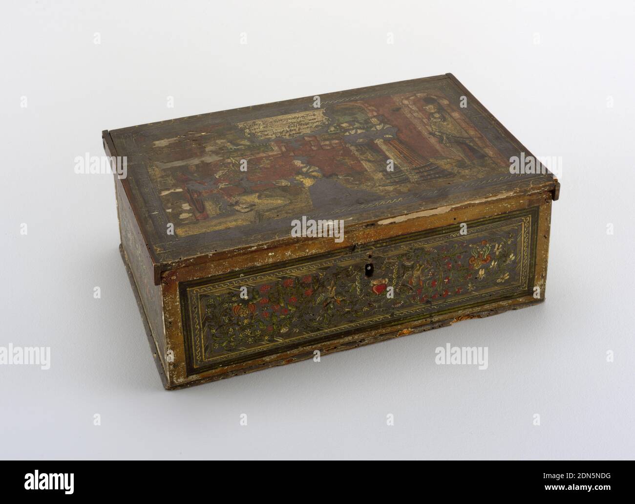 Box, Holz, bemalt, möglicherweise Skandinavien, Ende 16.–Anfang 17. Jahrhundert, Dekorative Künste, Box Stockfoto
