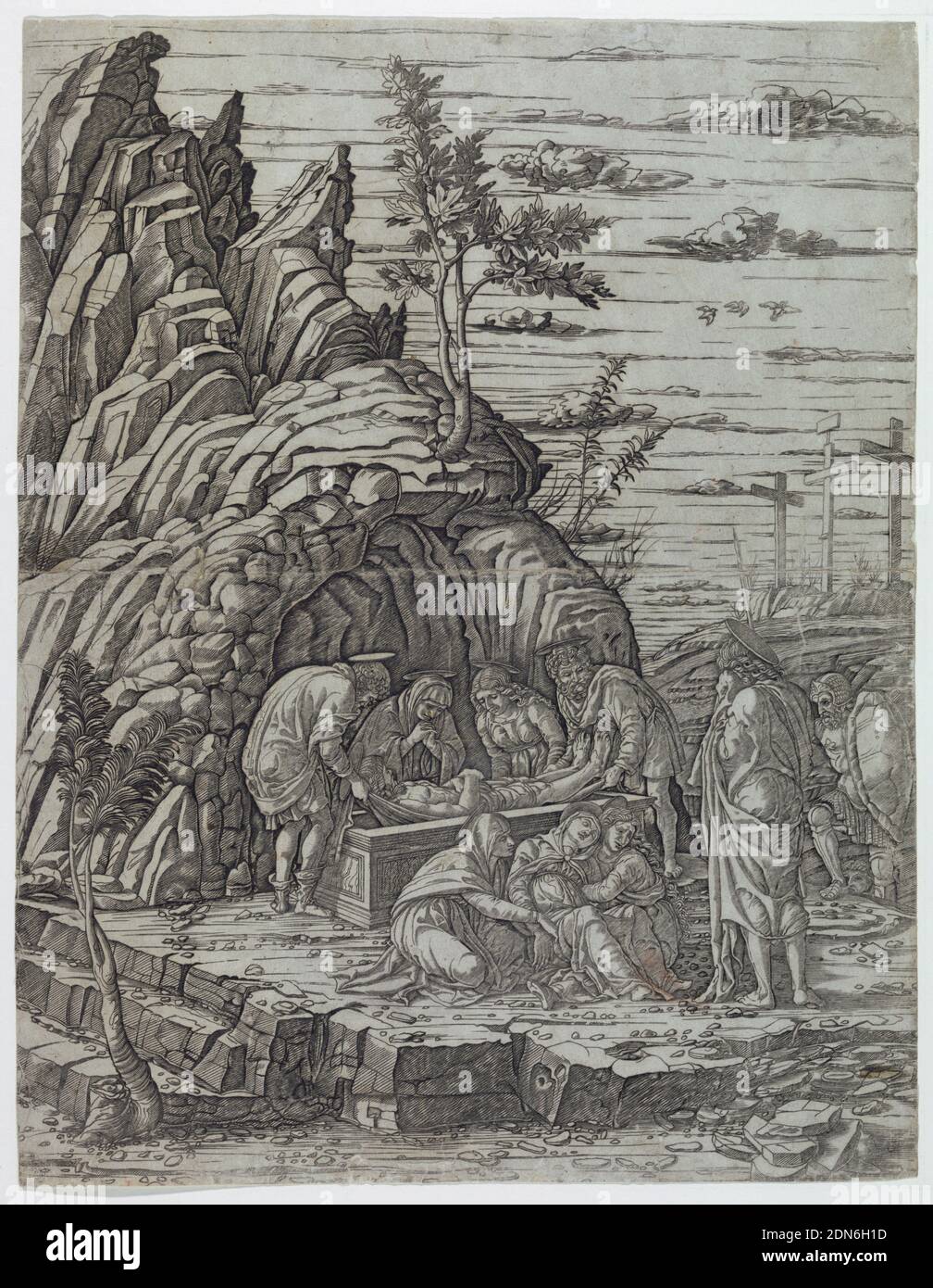 Die Entombment, Andrea Mantegna, Italiener, ca. 1431 - 1506, Gravieren auf gedeckten Papier, Italien, ca. 1485, Abbildungen, Druck Stockfoto