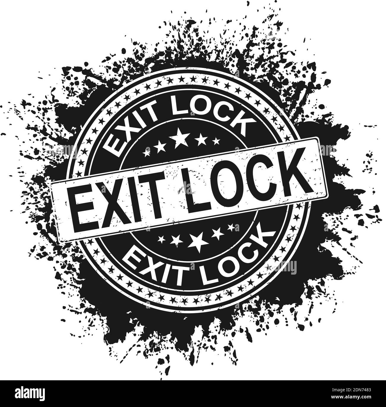 EXIT LOCK Distressed Grunge Stil Stempel auf weißem Hintergrund Stock Vektor