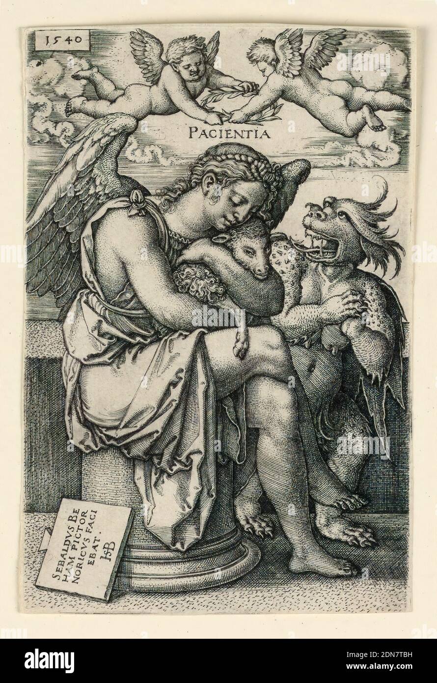 Pacientia (Patience), Hans Sebald Beham, Deutsch, 1500–1550, Gravieren auf Papier, 1540, Print Stockfoto
