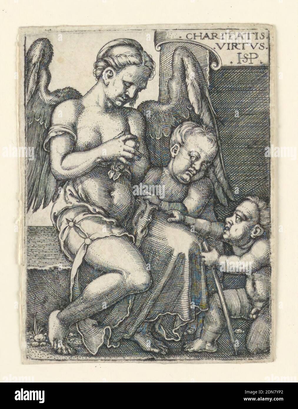 Charity, Hans Sebald Beham, deutsch, 1500–1550, Gravieren auf Papier, ca. 1535, Drucken Stockfoto
