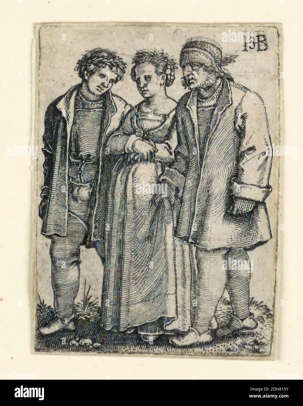 The Wedding Procession: The Bride and Groom, Hans Sebald Beham, Deutsch, 1500–1550, Gravieren auf Papier, ca. 1545, Drucken Stockfoto