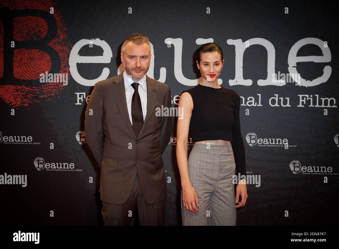 Gerald Johnson und Elisa Lasowski (Hyena) bei der Abschlussfeier des 7. Thriller Film Festivals (Festival International du Film Policier) in Beaune, Frankreich, am 28. März 2015. Foto von Audrey Poree/ABACAPRESS.COM Stockfoto