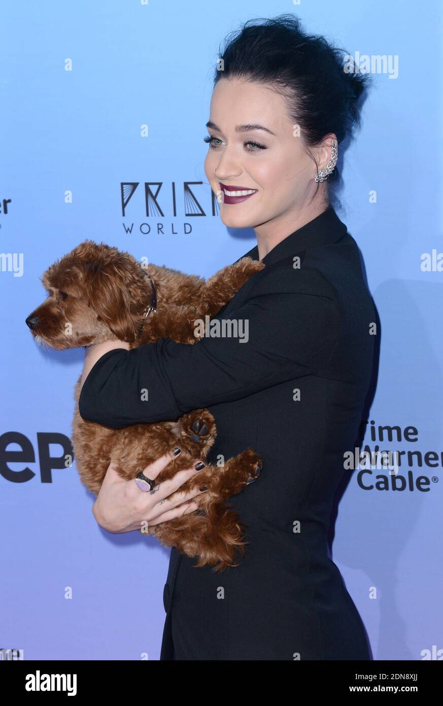 Sängerin Katy Perry mit ihrem Hund Butters bei der Vorführung von EPIX Katy Perry: The Prismatic World Tour Theater im Ace Hotel in Los Angeles, CA, USA, 26. März 2015.