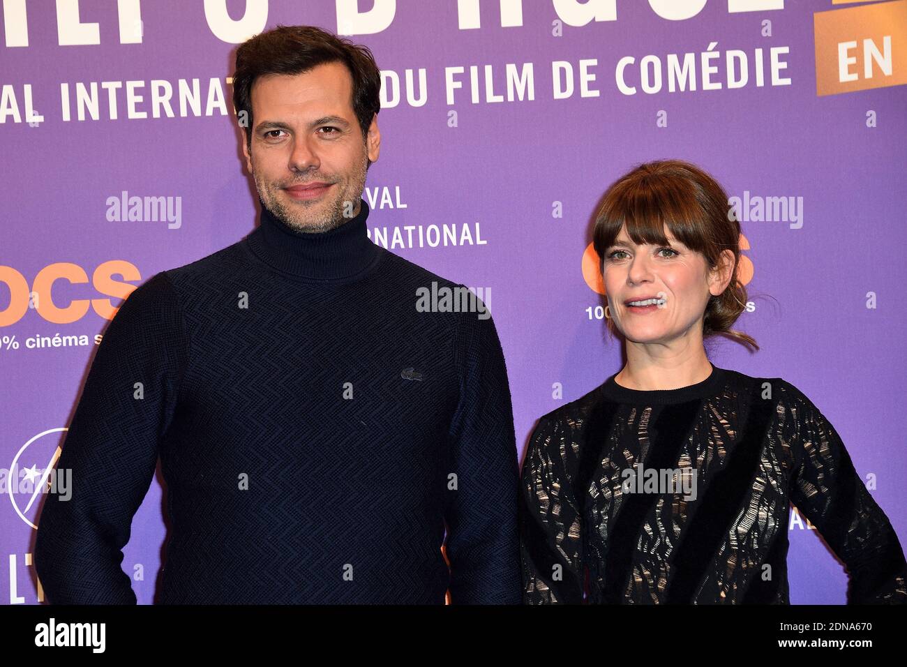 Laurent Lafitte und Marina Fois nehmen an der Vorführung von 'Papa ou Maman' im Rahmen des 18. Alpe d'Huez Comedy Film Festivals in Frankreich am 16. Januar 2015 Teil. Foto von Nicolas Briquet/ABACAPRESS.COM Stockfoto