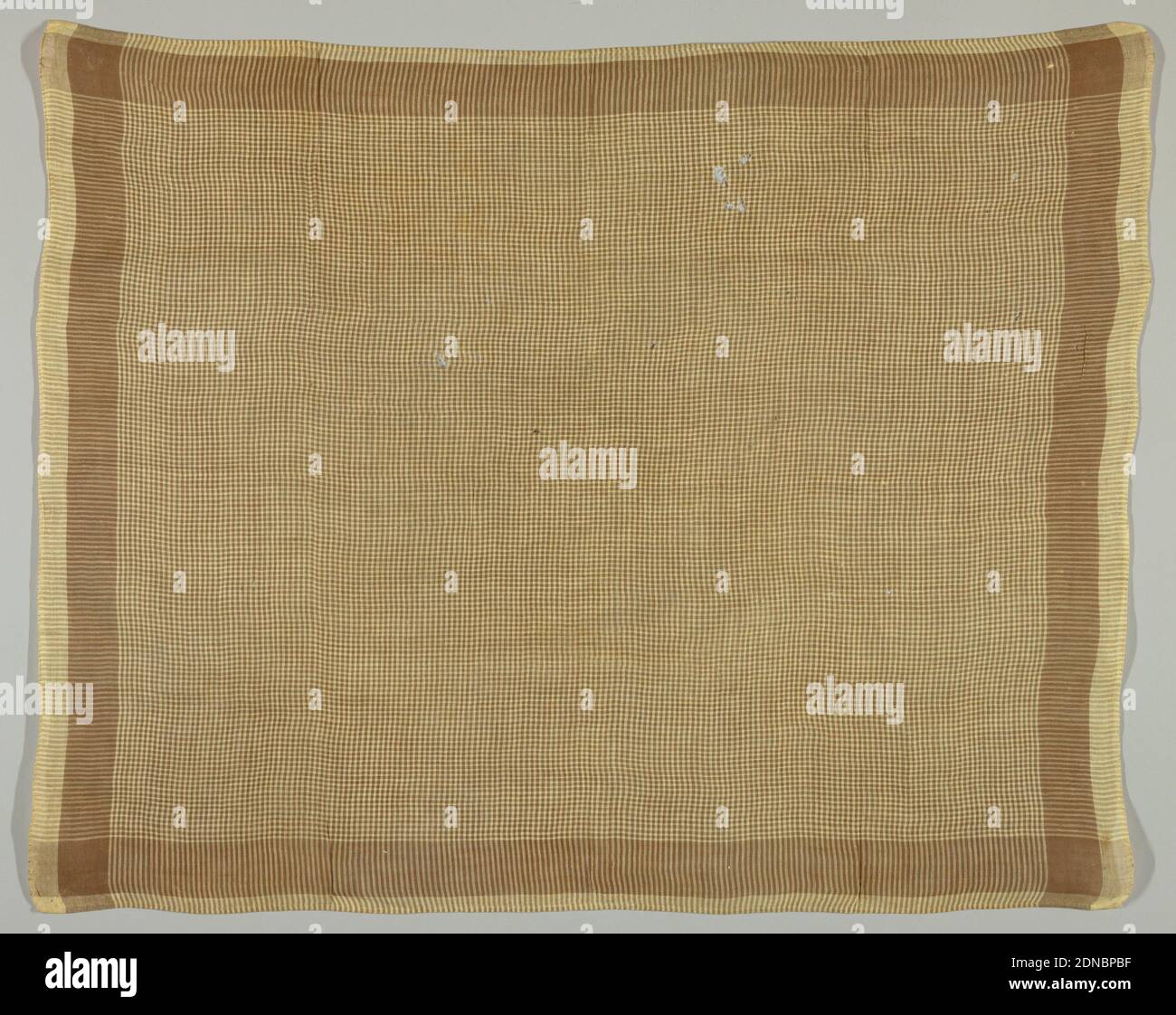 Textil, Medium: Baumwolle Technik: Leinwandbindung, kleiner Karo-Gingham in braun und braun., USA, Ende 19. Jahrhundert, gewebte Textilien, Textil Stockfoto