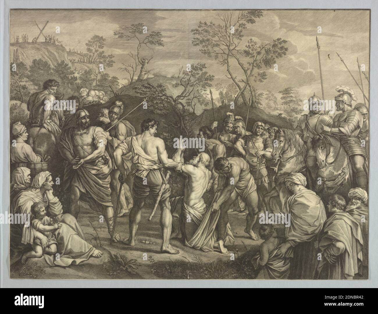 Martyrium des heiligen Andreas, Gérard Audran, Flämisch, aktiv in Frankreich, 1640–1703, Gravieren auf Papier, Frankreich, 1640–1703, Print Stockfoto