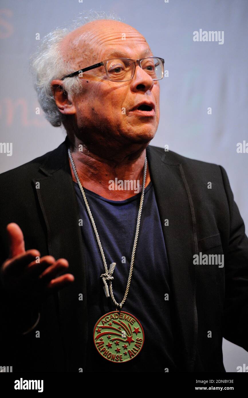 Andre Bercoff bei der Zeremonie Les Alphonses 2015 am 12. Februar 2015 im Theater De La Huchette in Paris, Frankreich. Foto von Alban Wyters/ABACAPRESS.COM Stockfoto