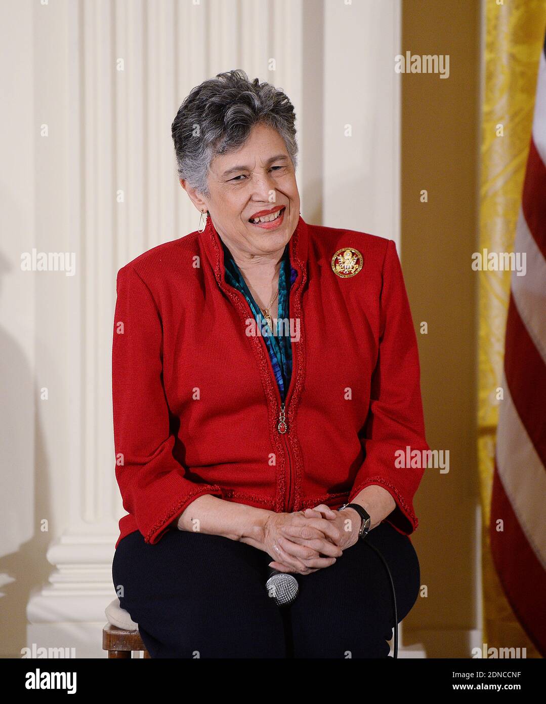 Charlotta Walls, Mitglied der Little Rock Nine, nimmt am 20. Februar 2015 im Weißen Haus in Washington, DC, USA, an der Veranstaltung "Celebrating Women of the Movement" Teil, die den Black History Month ehrt. Foto von Olivier Douliery/ABACAPRESS.COM Stockfoto
