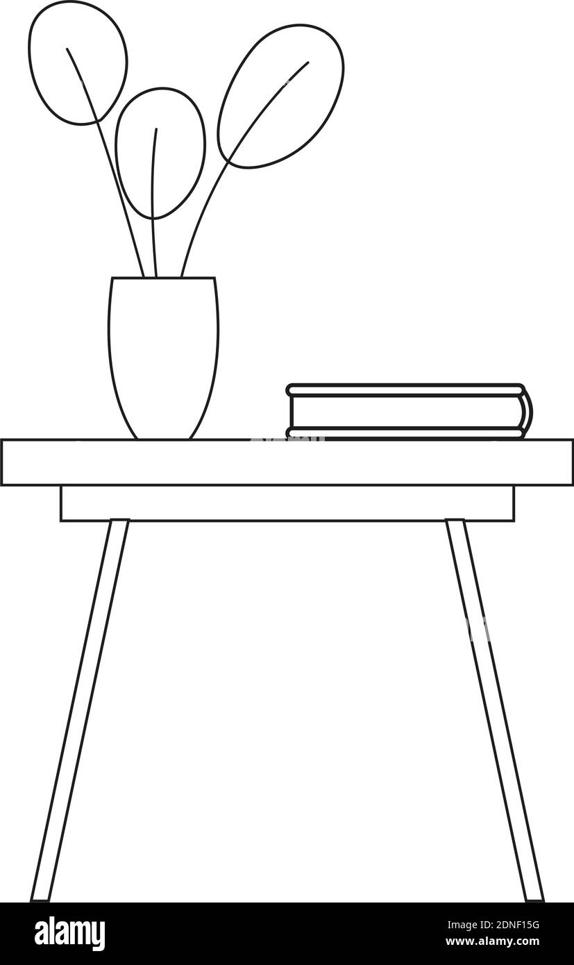 Isolierte Tisch und Blumenvase Haushalt zeichnen Artikel Icon- Vektor  Stock-Vektorgrafik - Alamy