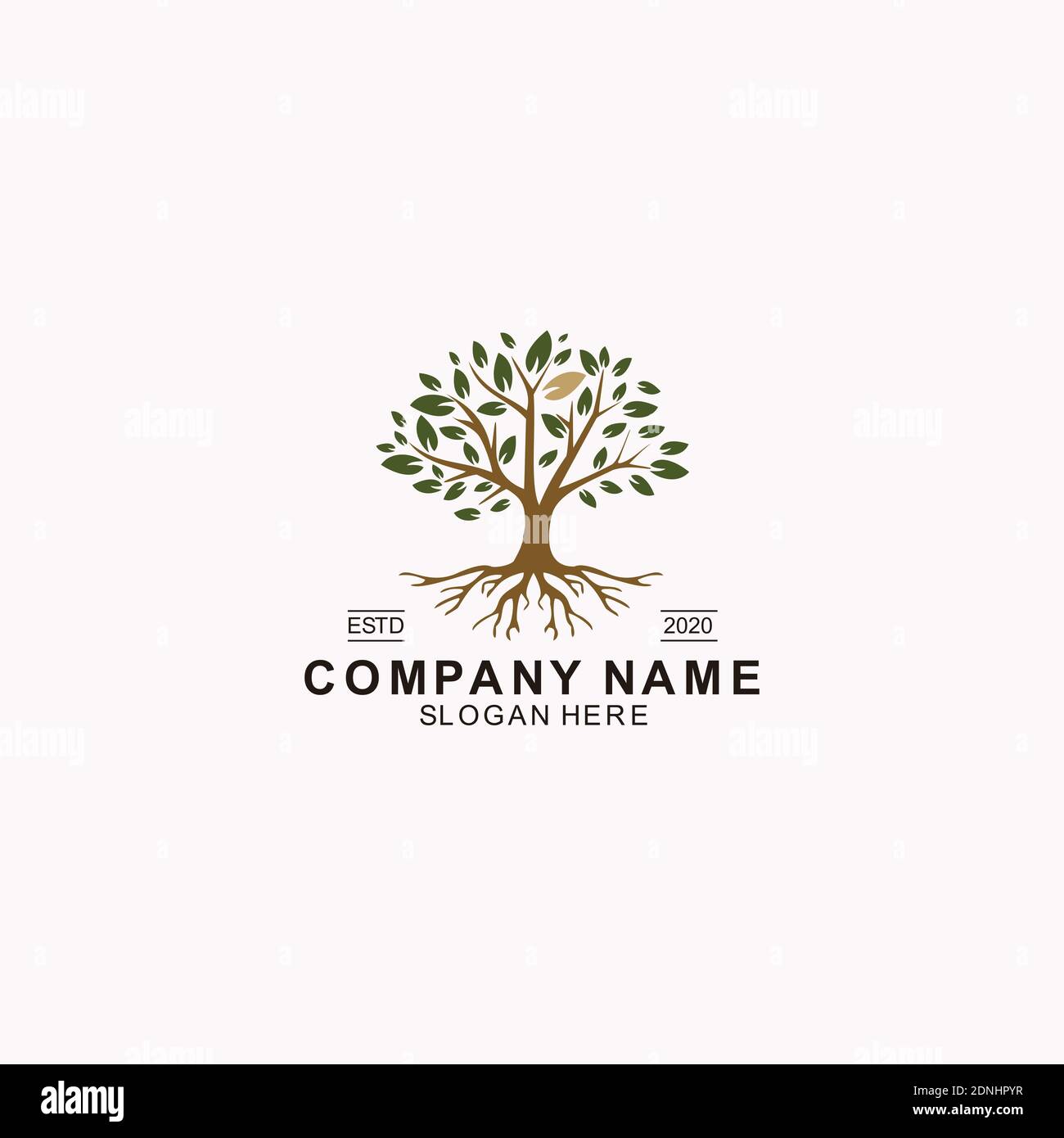 Goldener Baum des Lebens Stempelsiegel Emblem Eiche Banyan Ahorn Logo-Design Stock Vektor
