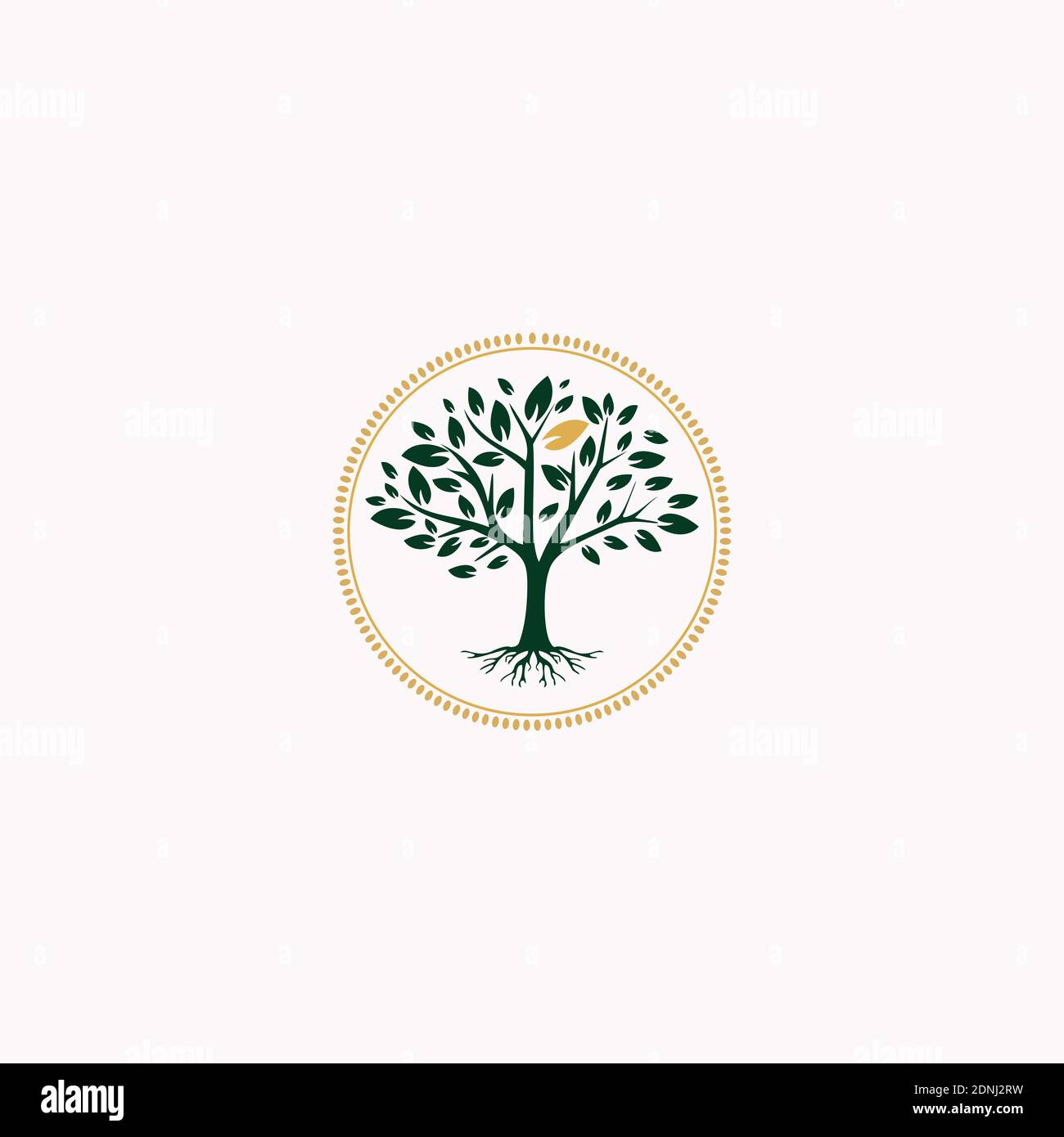 Goldener Baum des Lebens Stempelsiegel Emblem Eiche Banyan Ahorn Logo-Design Stock Vektor
