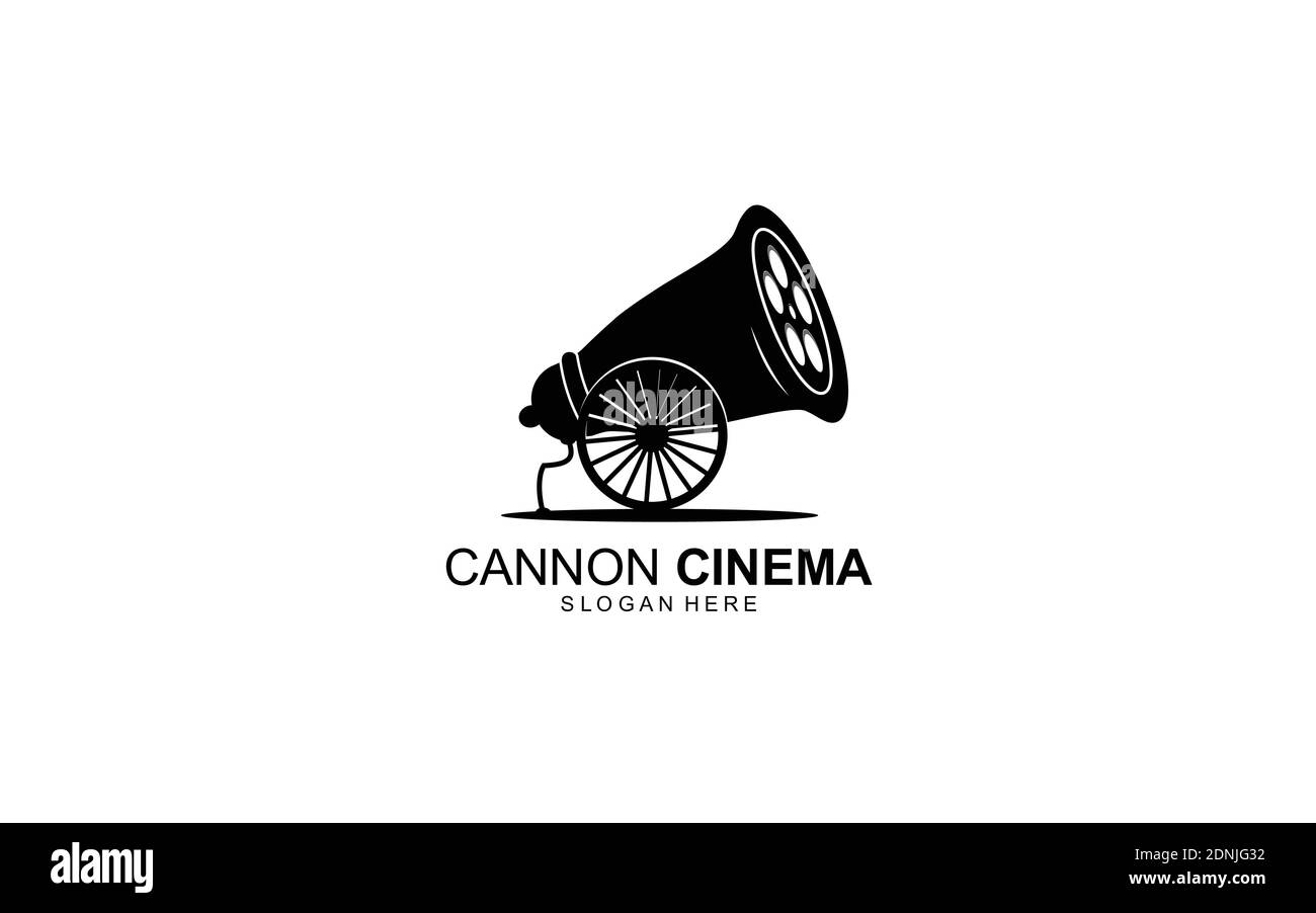 Cannon Kino Logo Design kombinaton Symbol Illustration Stock Vektor