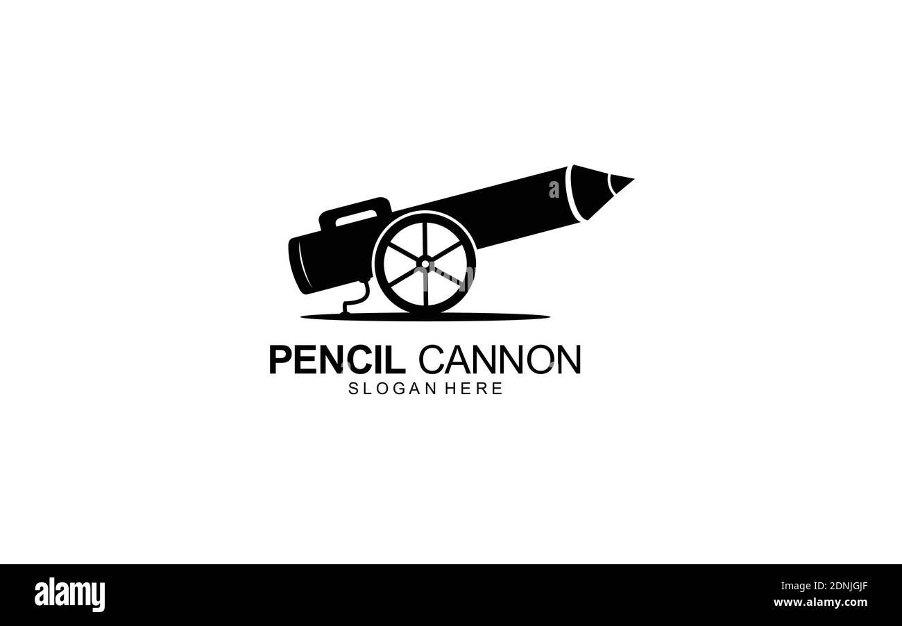 Bleistift Kanone Logo Design Konzept Symbol Illustration Stock Vektor