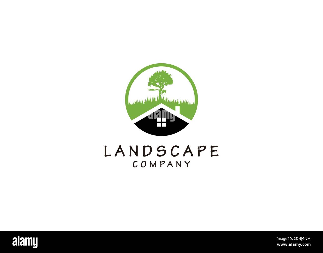 Einfaches Symbol schwarzes Haus isoliert Gras und Baum Logo Vorlage Designinspiration Stock Vektor