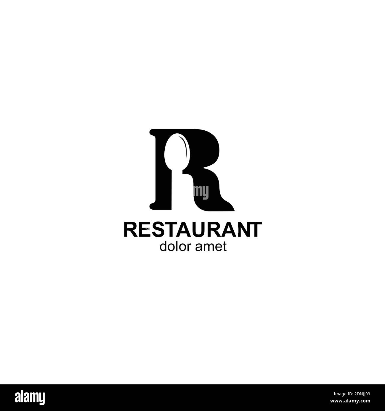 Anfangsbuchstabe R mit Löffelgabel für Restaurant-Logo-Design Stock Vektor