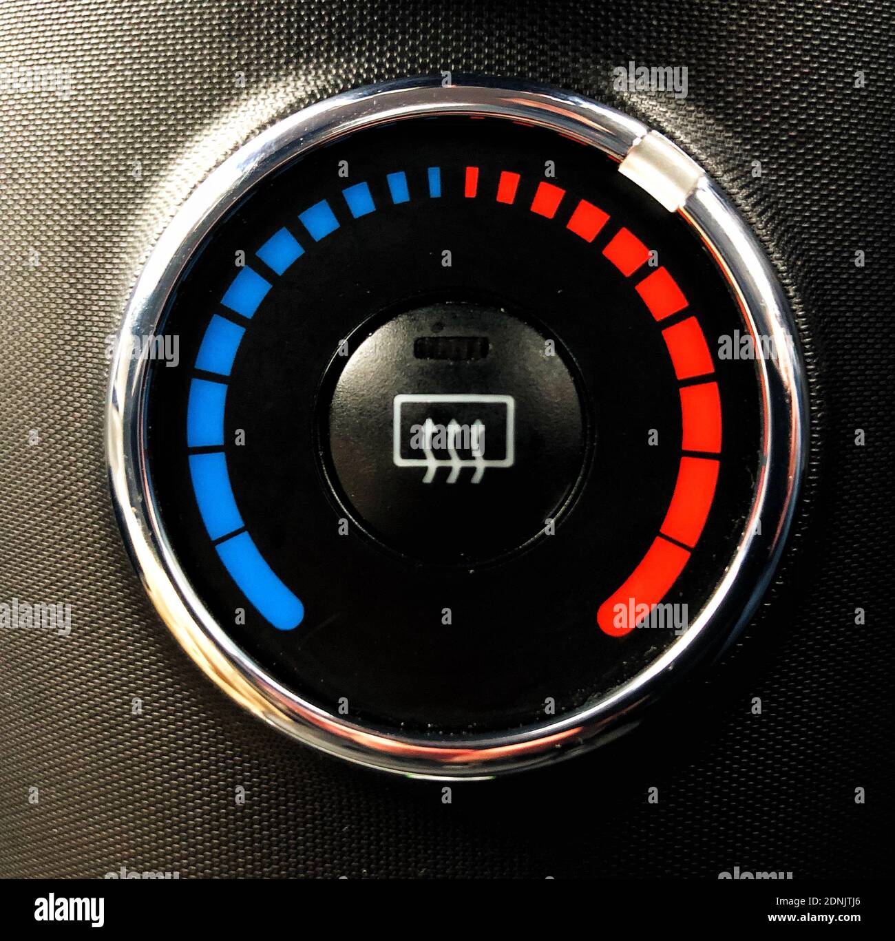 Nahaufnahme einer Auto-Heizung und Klimaanlage control Mit Optionen für heiße und kalte Temperaturen Stockfoto
