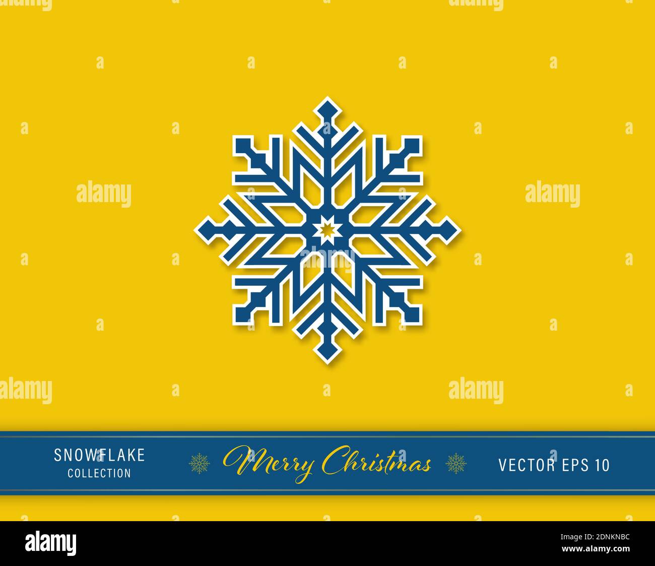 Schöne zwei Schichten Weihnachten Schneeflocke Symbol auf gelbem Hintergrund Stock Vektor