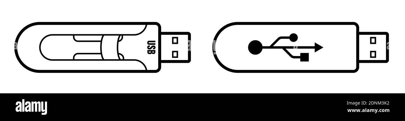 USB-Flash-Laufwerk, USB-Speicherkarte. Medienanschluss Standard. Speicherung von Informationen auf Wechselmedien. Vektor Stock Vektor