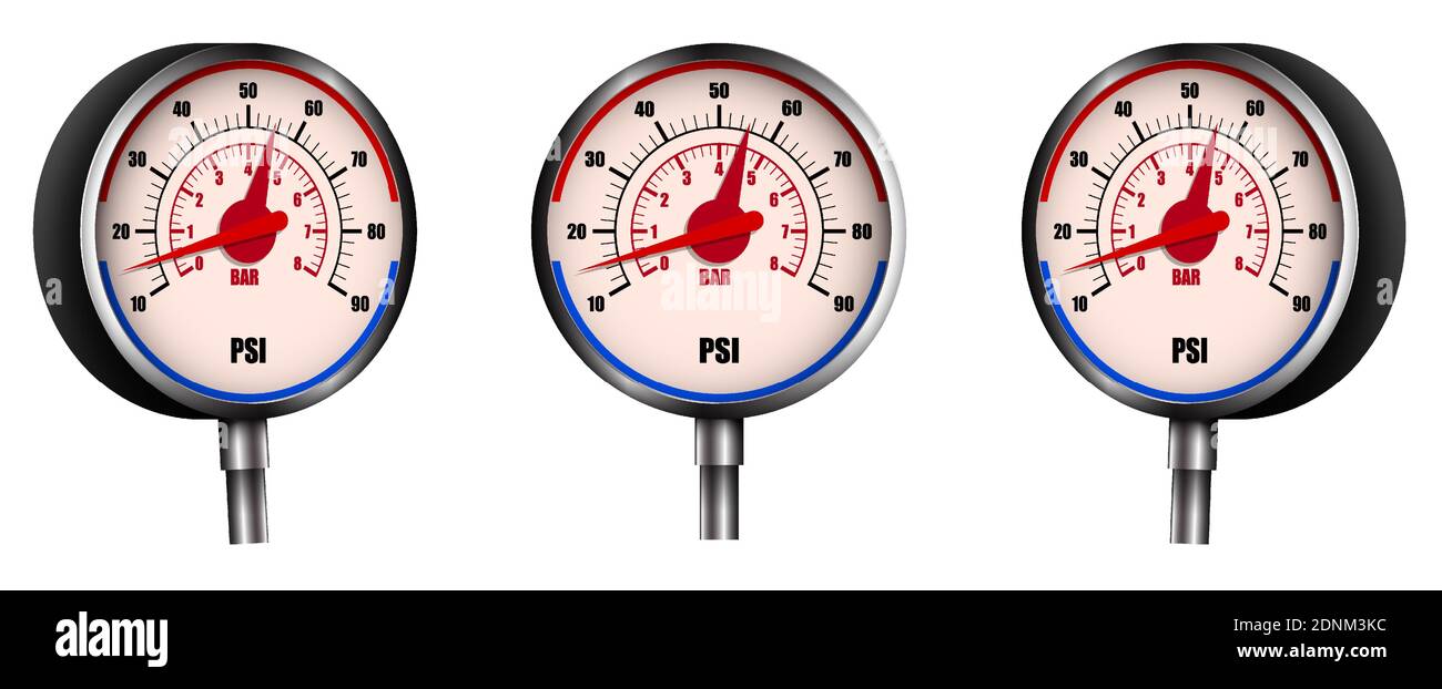 Realistisches Auto Pumpe Manometer, Kompressor zum Aufblasen Autoreifen.  Transportreparatur, technische Inspektion. Vektor Stock-Vektorgrafik - Alamy
