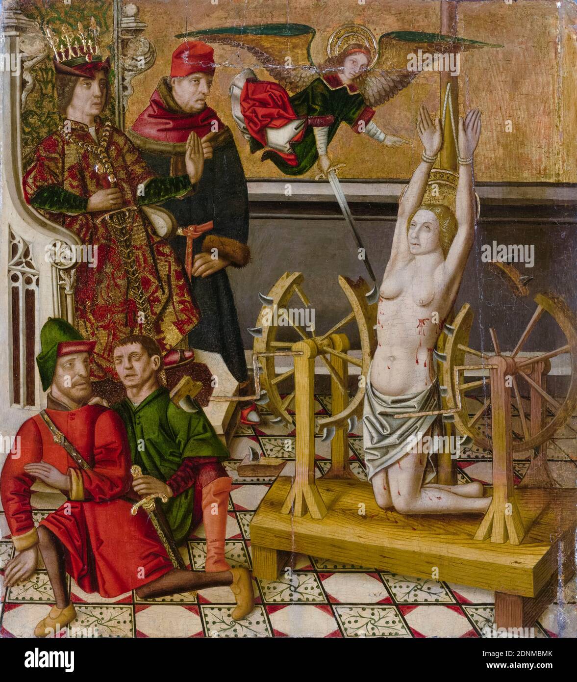 Das Martyrium der Heiligen Katharina, Gemälde von Miguel Ximénez, um 1490 Stockfoto