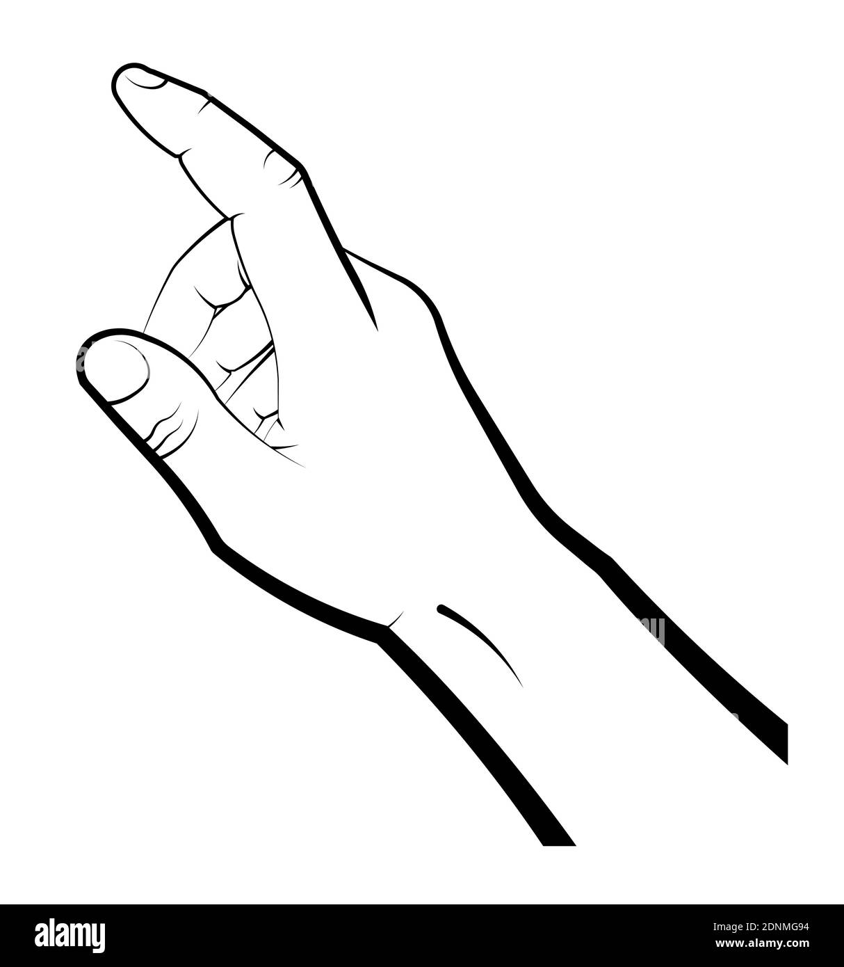 Hand Geste, Mann zeigt einen Finger, drückt eine Taste, das Gadget-Bildschirm. Verwenden von mobilen Touch-Geräten. Isolierter Vektor auf weißem Hintergrund Stock Vektor