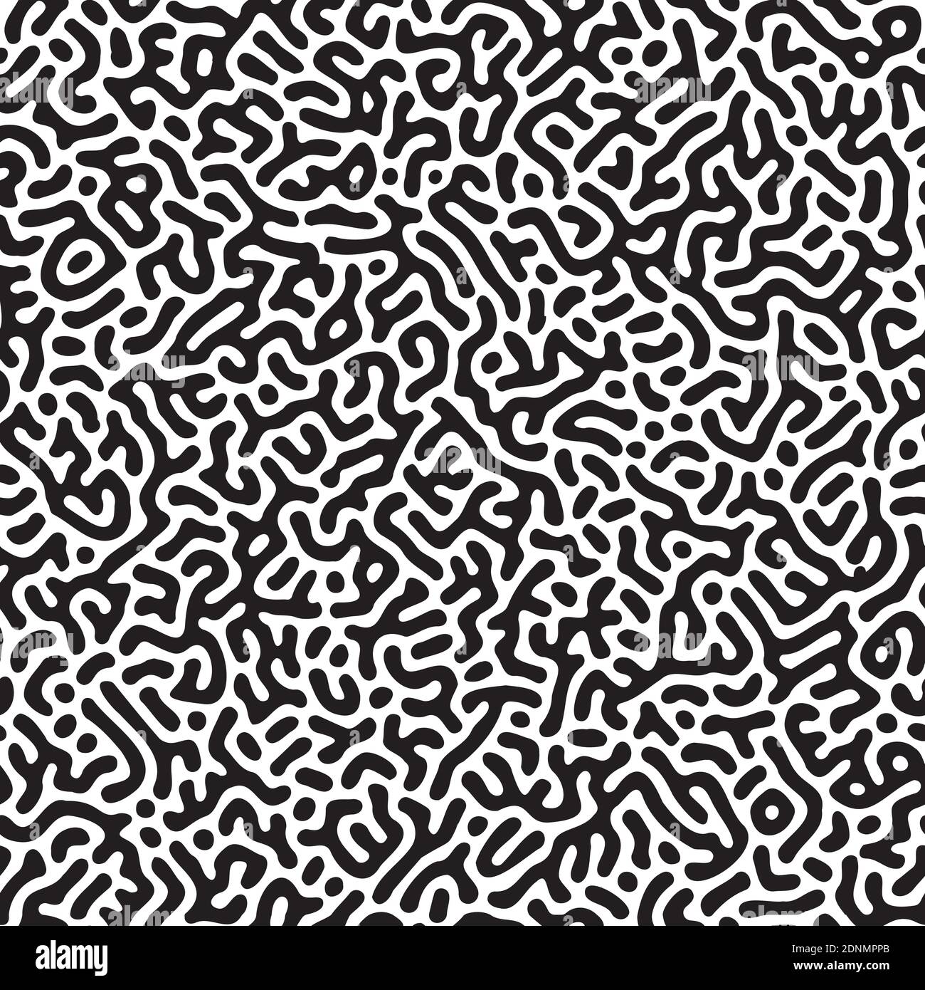 Nahtlose schwarze Turing Muster Vektor-Illustration. Memphis Design Stil Hintergrund Tapete. Stock Vektor