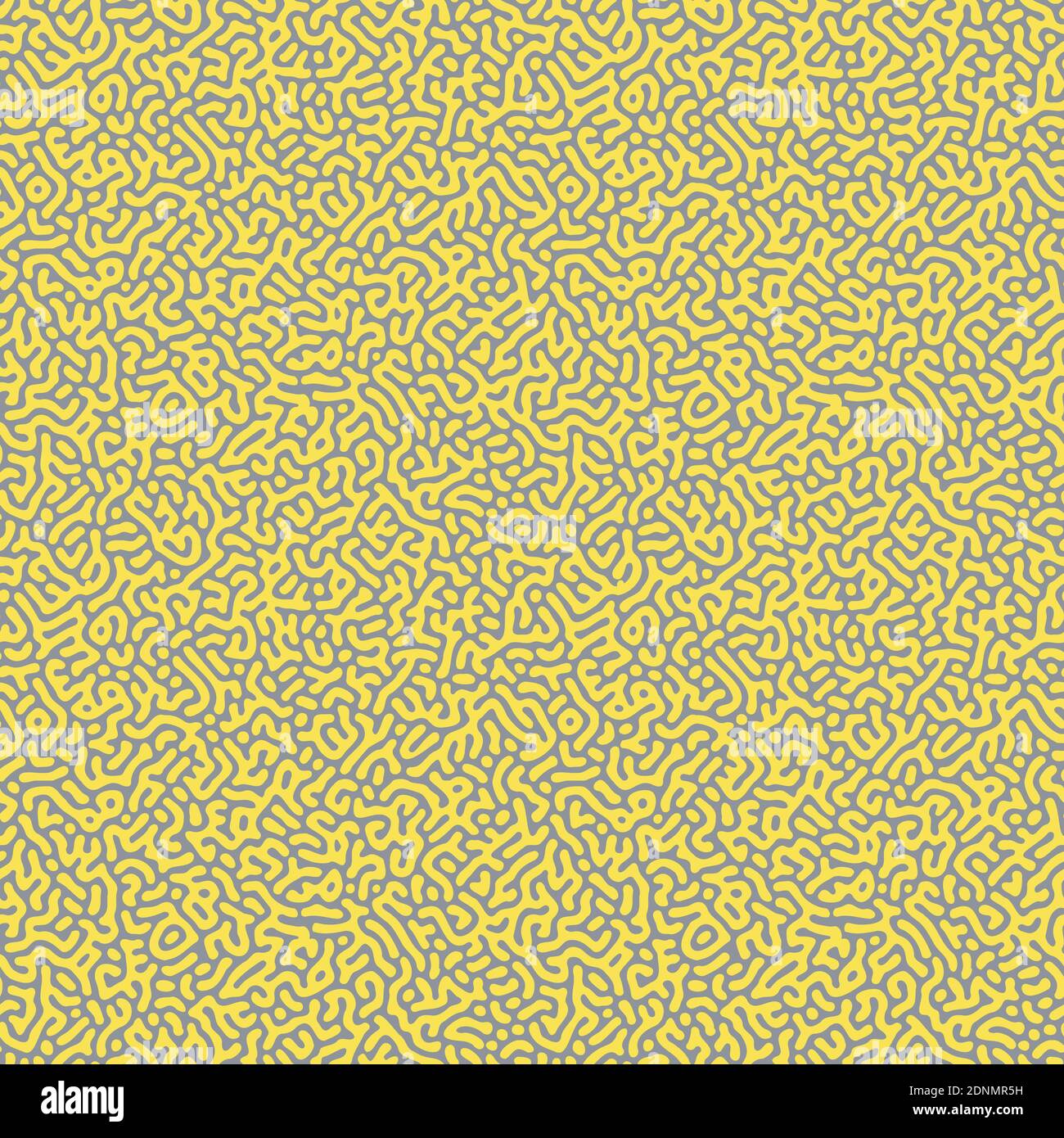 Nahtlose Turing Muster Vektor-Illustration in den Farben des Jahres 2021, ultimative grau und leuchtend gelb. Memphis Design Stil Hintergrund Wallpap Stock Vektor