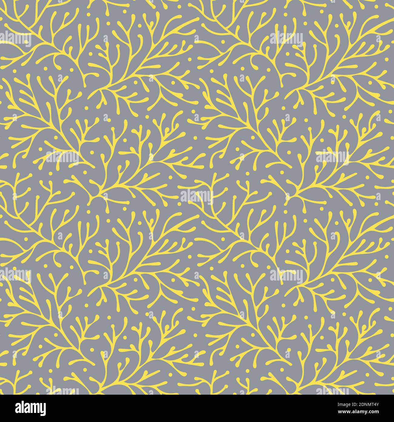 Abstrakt floral nahtlose Muster Vektor-Hintergrund, leuchtend gelb auf ultimative grau, pantone Farben des Jahres Stock Vektor