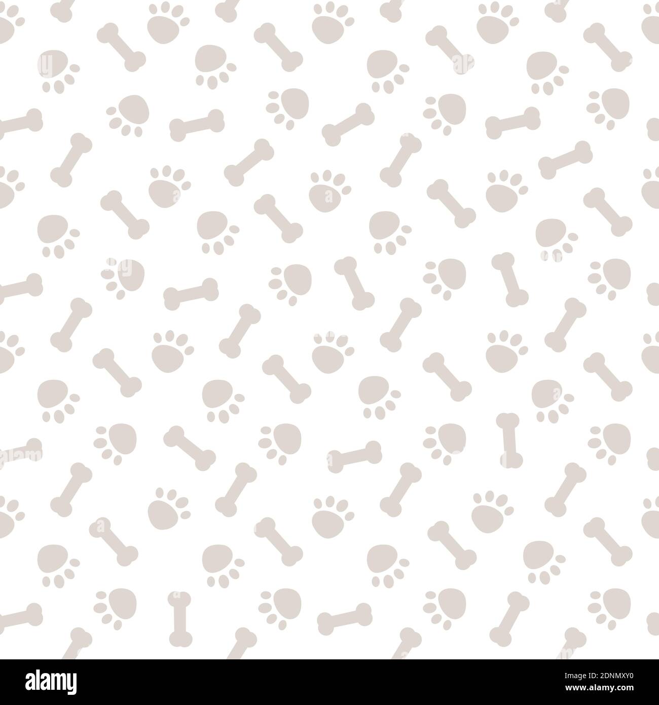 Nahtloses graues Muster mit Hundepfoten und Knochen Vektor Hintergrund Abbildung Stock Vektor