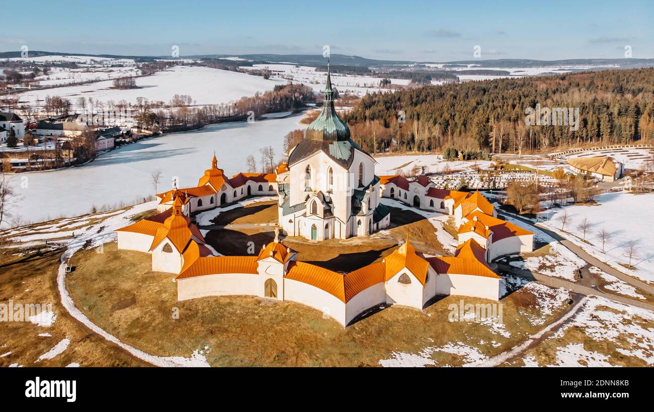 Wallfahrtskirche St. Johannes von Nepomuk in Zelena Hora, Tschechische republik, ist das Meisterwerk des Architekten Santini Aichl.Tschechische Kulturerbe und Stockfoto