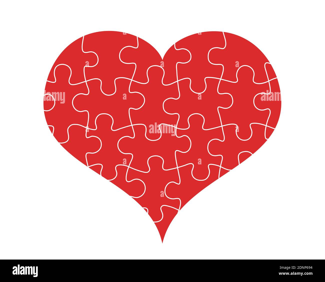 Teile und Teilchen werden kombiniert, verbunden und zu einem Herzen vereint - Polyamorie, - Liebesbeziehung umfassen mehrere Liebhaber, Partner und Zeichen Stockfoto