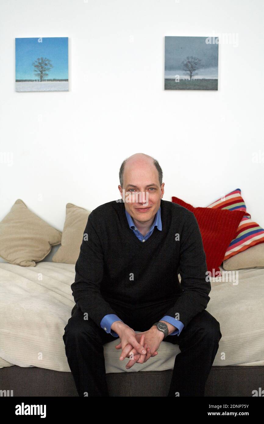 Philosoph Alain de Botton Zuhause in London. Autor der Architektur des Glücks, die Tröstungen der Philosophie. Stockfoto