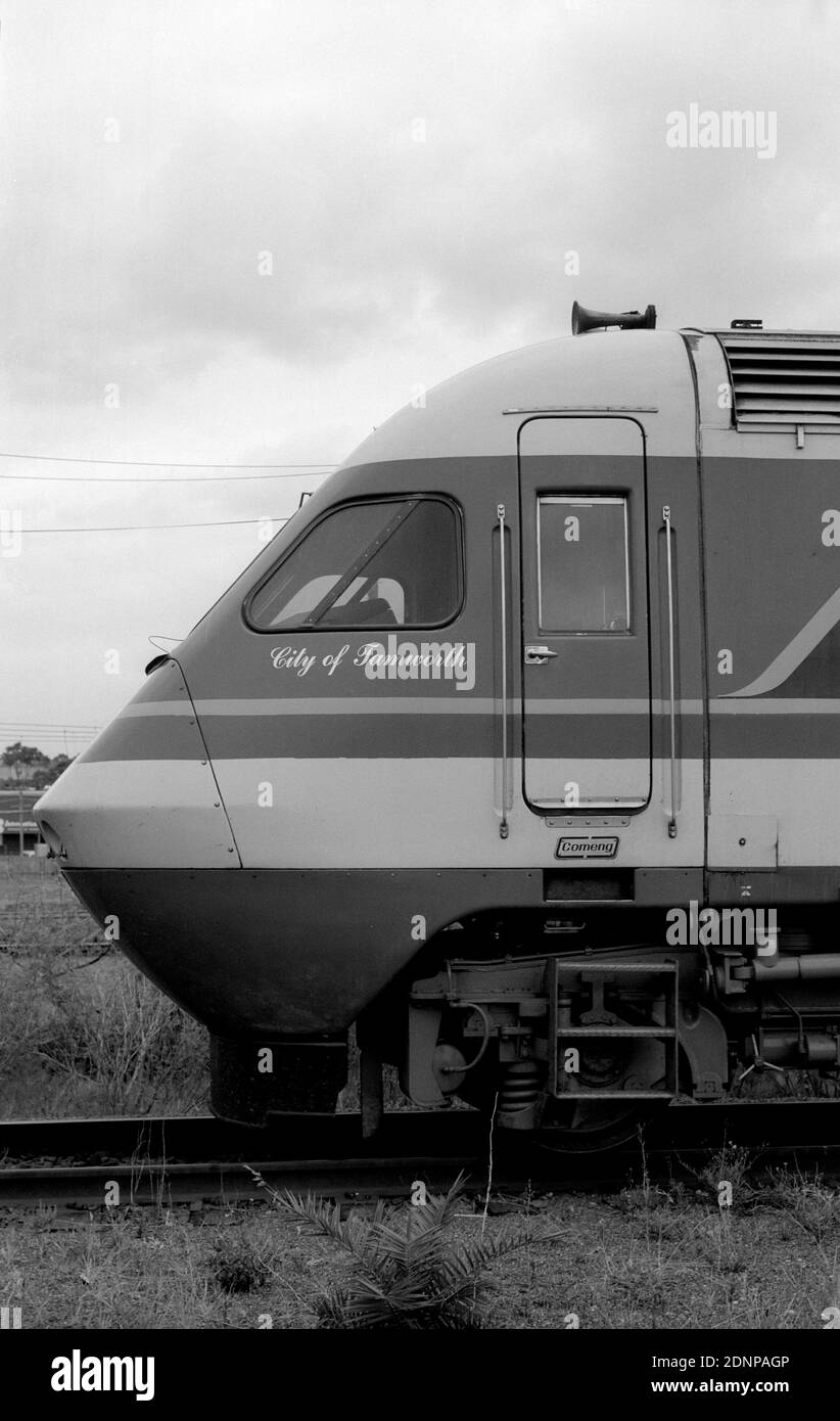 Intercity XPT-Kraftfahrzeug „City of Tamworth“, Sydney, New South Wales, Australien. 1988. Stockfoto