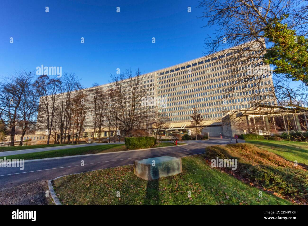 Genf, Schweiz - 7. Dezember: Sitz des Internationalen Arbeitsamtes Stockfoto