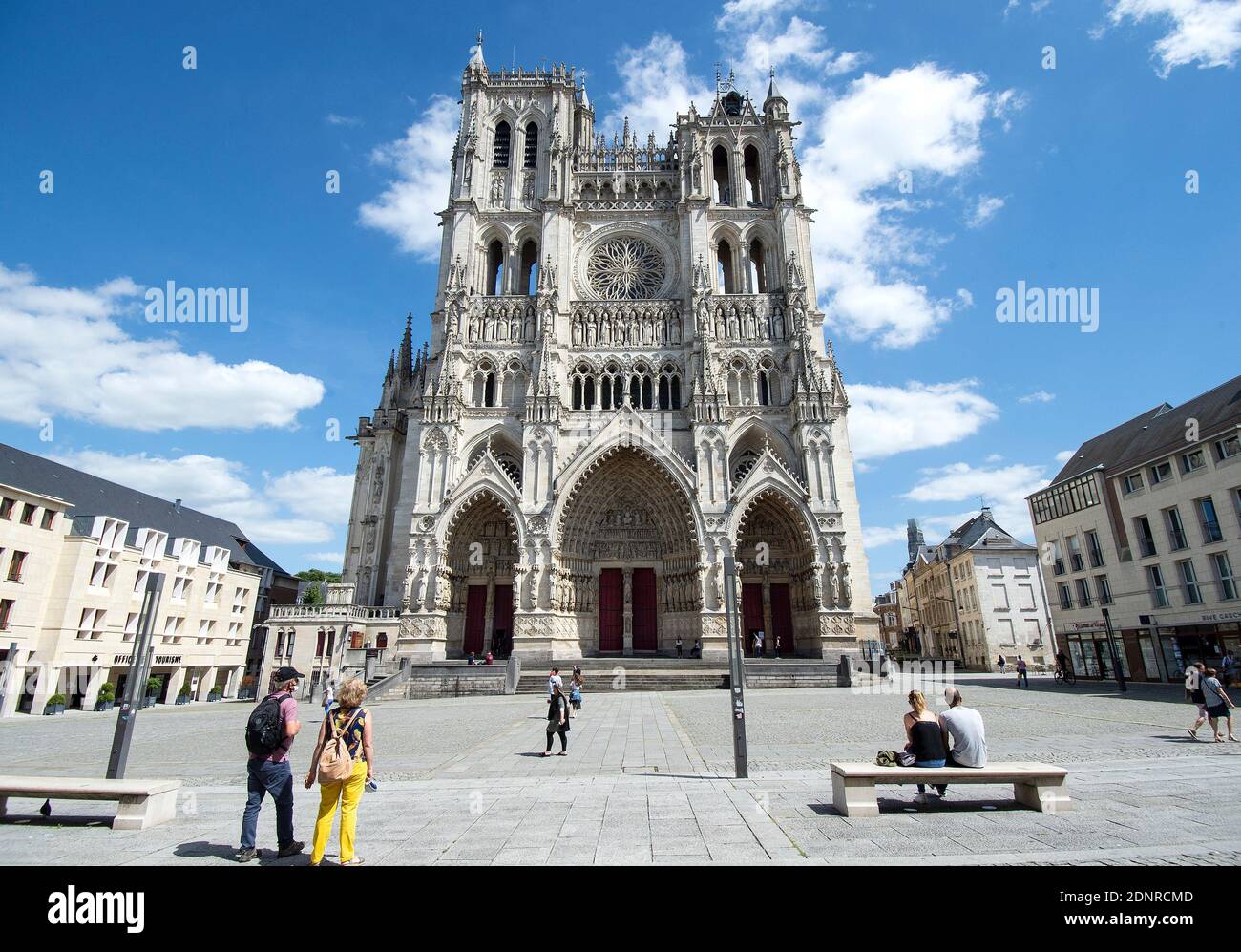 Amiens (Nordfrankreich): Detail der Kathedrale Basilika unserer Lieben Frau von Amiens, gotische Kathedrale als UNESCO-Weltkulturerbe registriert. The wes Stockfoto