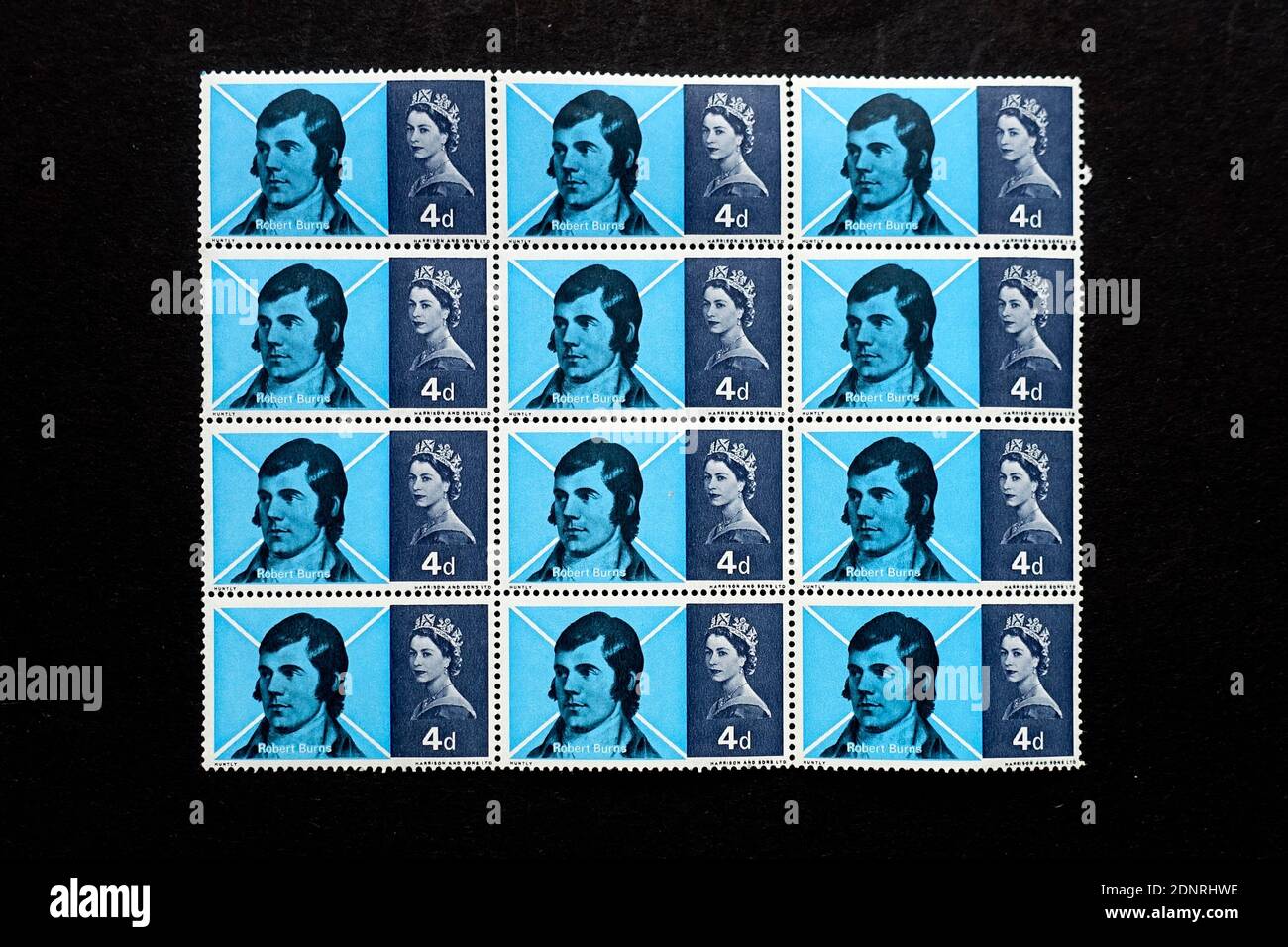 Robert Burns GB Briefmarken 1966 Blatt Stockfoto