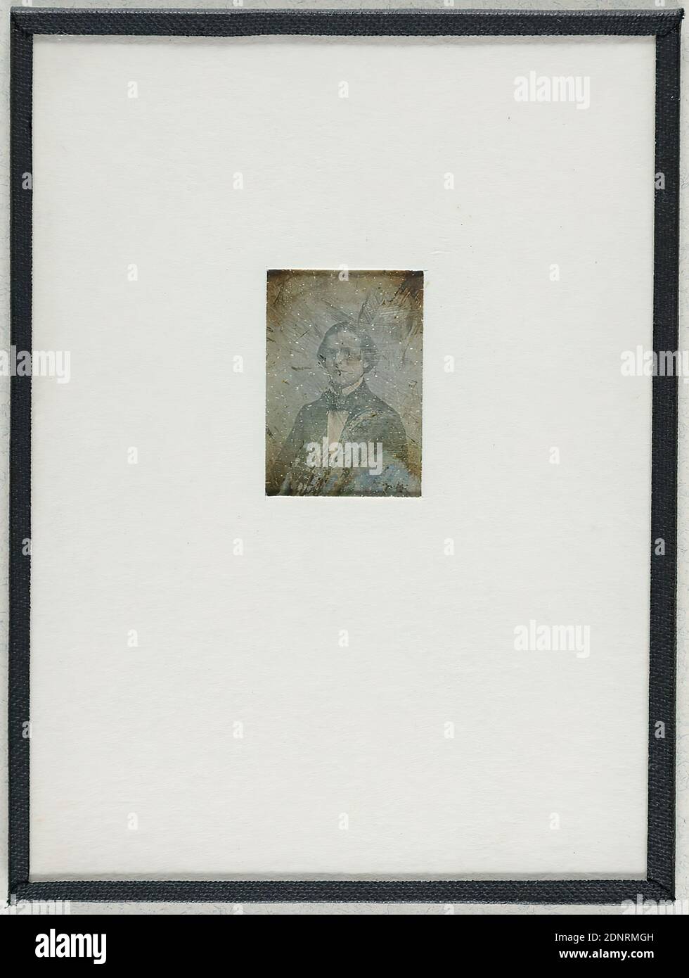 Mann, Daguerreotype, Bildgröße: Höhe: 3,00 cm; Breite: 2,10 cm, Etikett: verso: Gestempelt: Porträtfotografie, Mann, Büste, Dreiviertelansicht Stockfoto