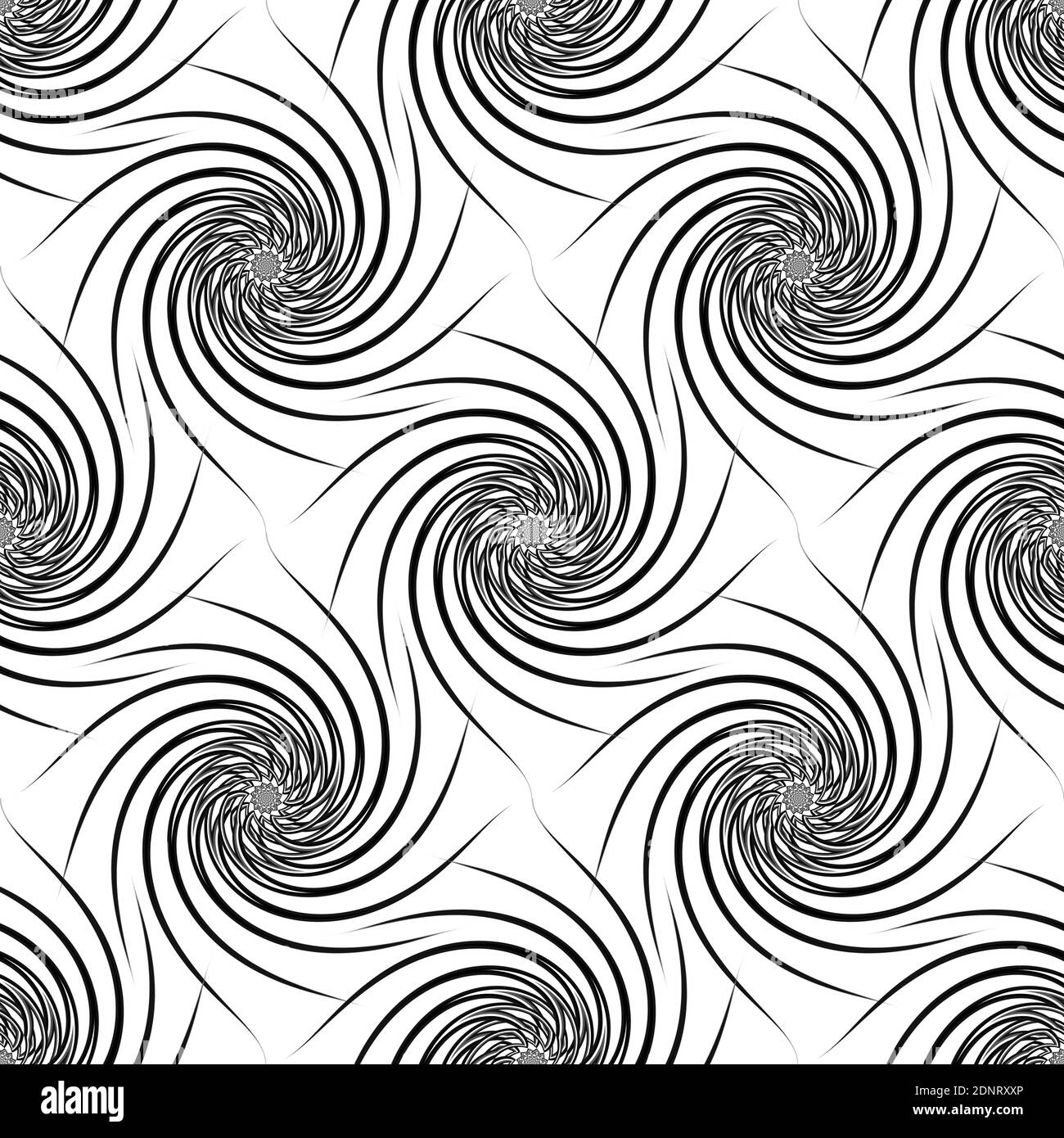 Einfaches Spiralmuster in schwarz und weiß. Grafikdesign. Stockfoto