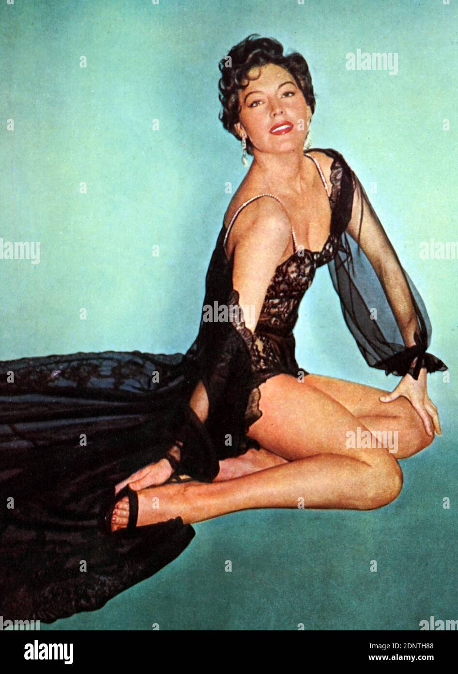 Farbfoto von Ava Gardner (1922-1990), einer amerikanischen Schauspielerin und Sängerin. Stockfoto