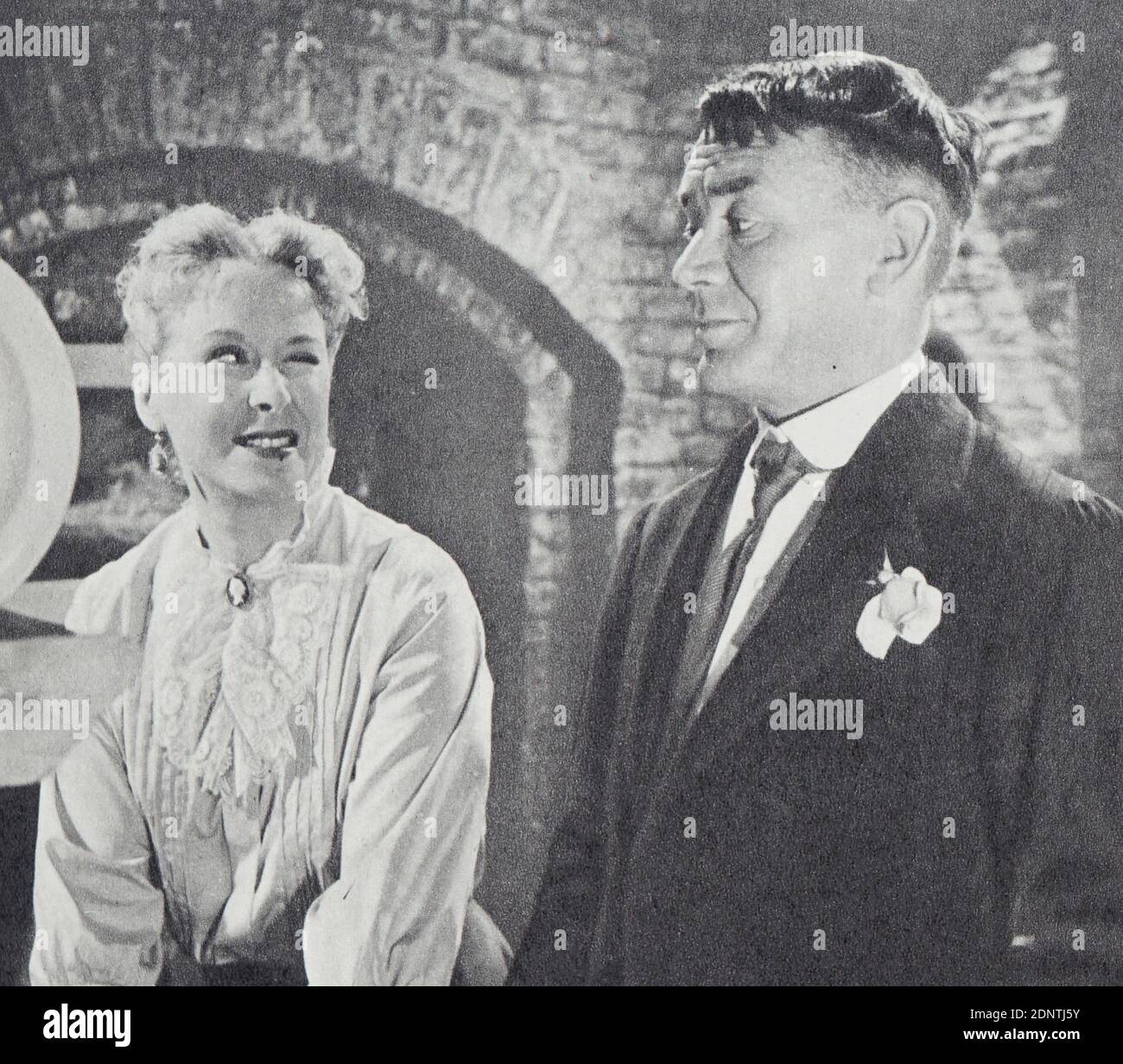 Filmstill aus 'Hobson's Choice' mit Charles Laughton, Brenda de Banzie, John Mills und Prunella Skalen. Stockfoto