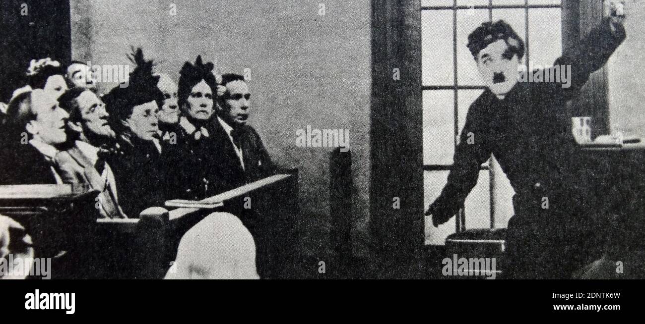 Filmstill von Charlie Chaplin (1889-1977) aus 'The Pilgrim'. Stockfoto