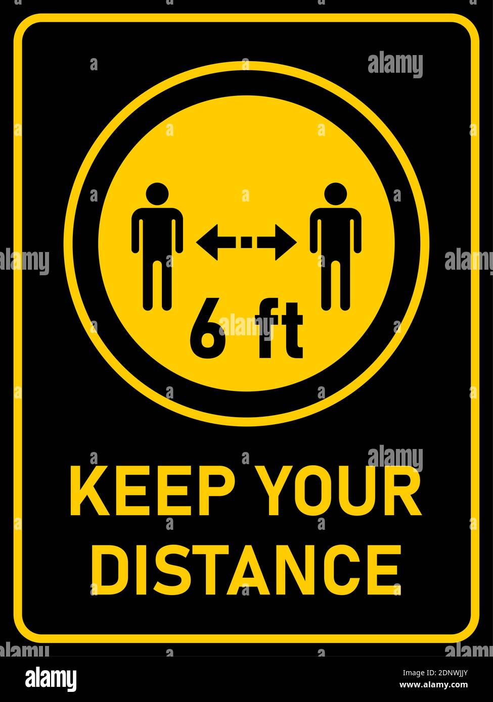 Halten Sie Ihren Abstand 6 Fuß oder 6 Fuß Vertikal rechteckig Social Distancing Instruction Symbol mit einem Seitenverhältnis von 3:4. Vektorbild. Stock Vektor