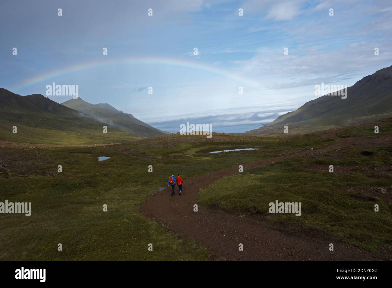 Island / Ostisland /die wunderbare Wanderung führt Sie zu Der schwarze Sandstrand von Breidavik Stockfoto