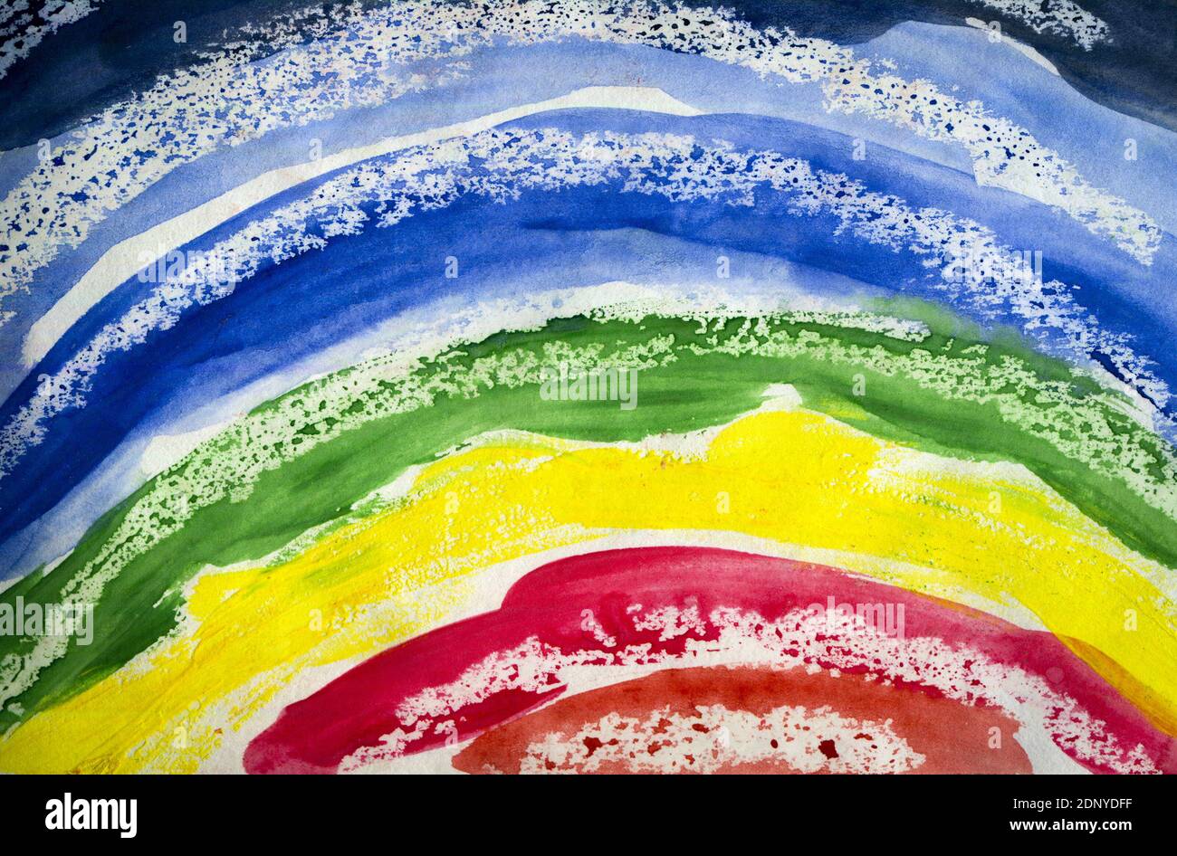 Sieben Regenbogen farbigen Aquarell malen Striche Hintergrund Stockfoto