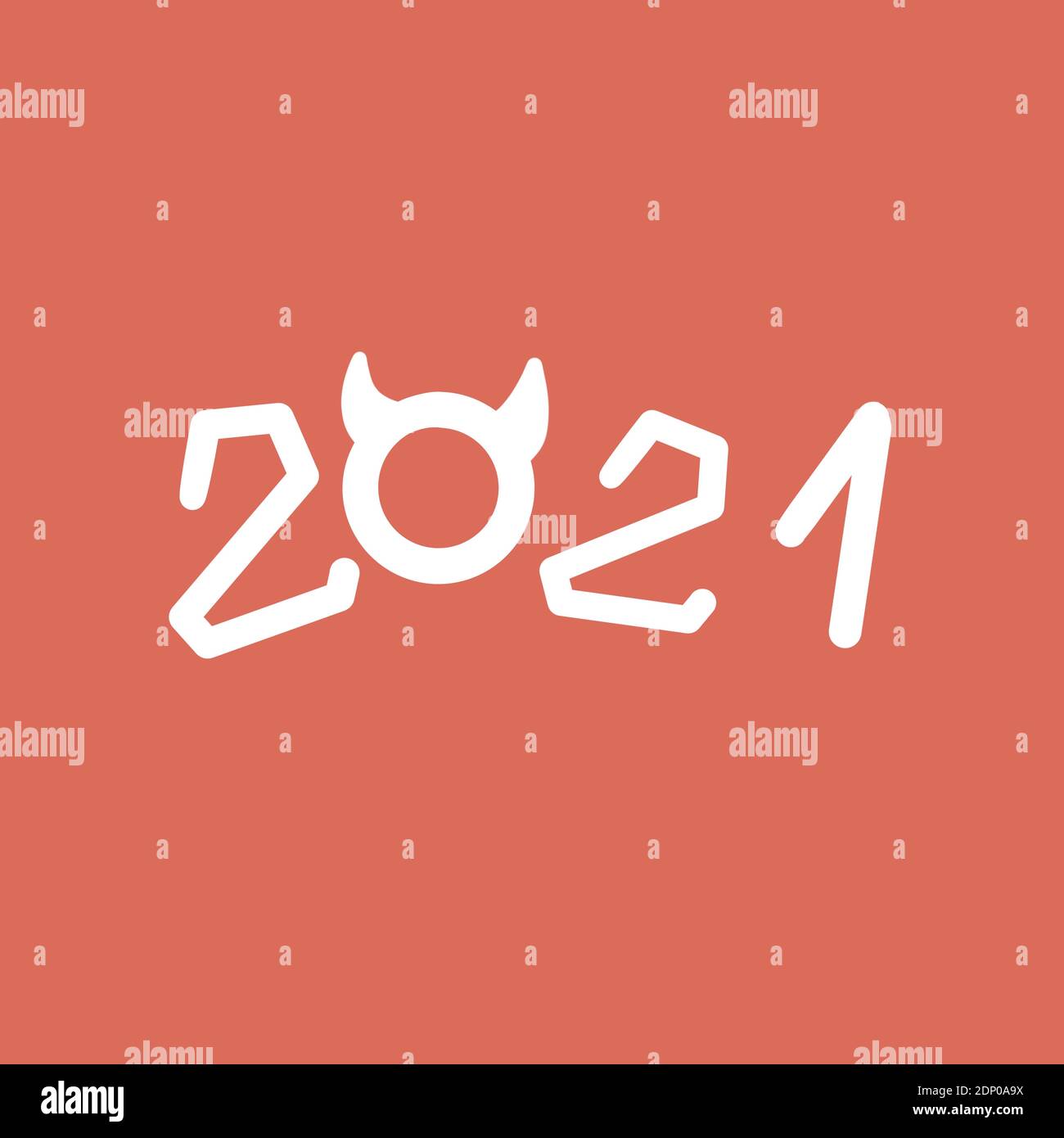 2021 Postkarte mit Stierhörnern. Hochwertige Fotos Stockfoto