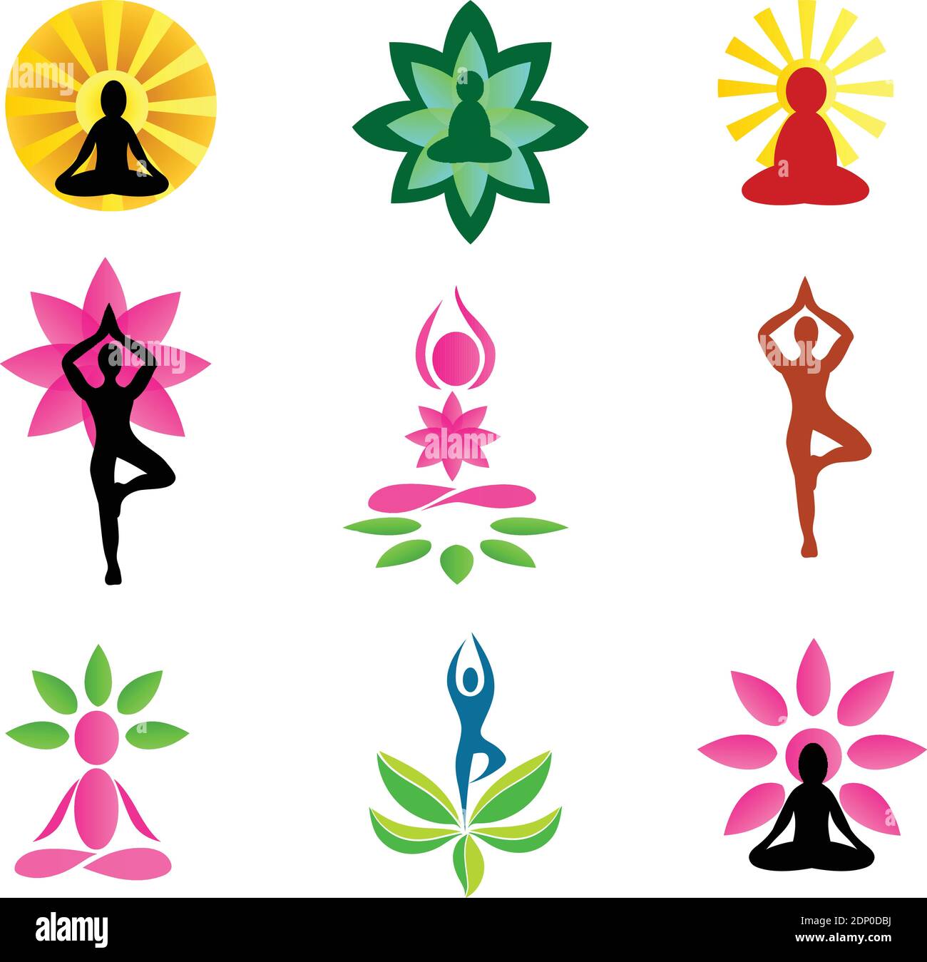 Symbole und Symbole für Spa-Center oder Yoga studio Stock Vektor