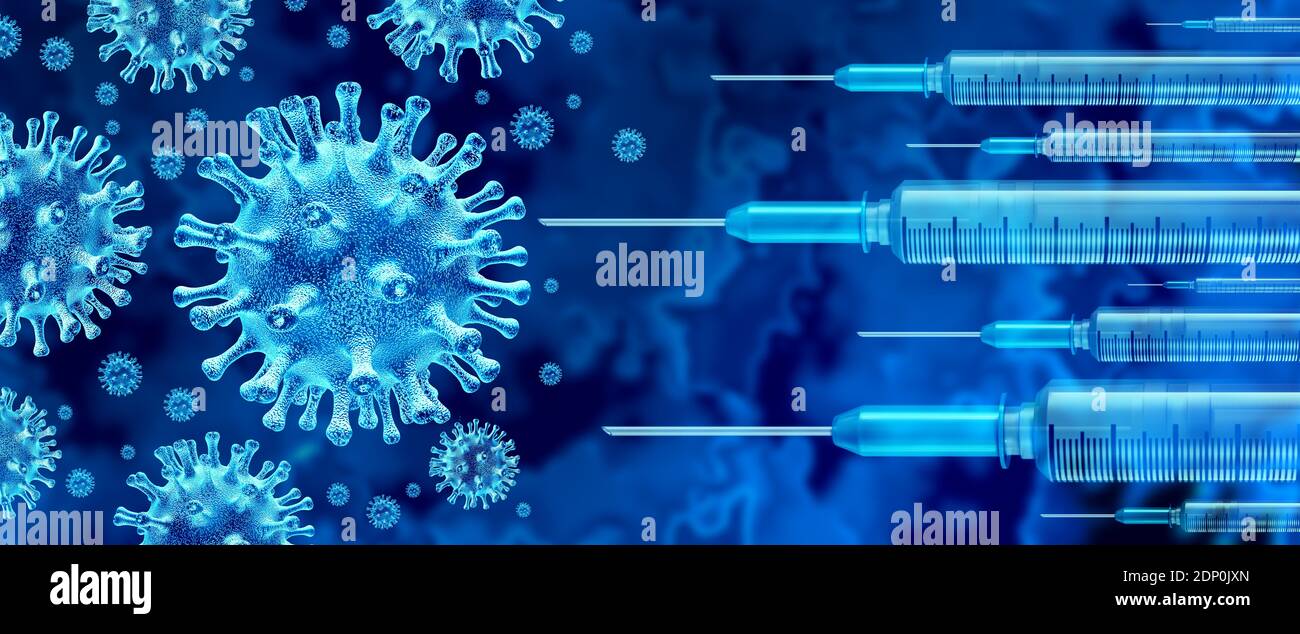 Virusausbruchsimpfstoff und Coronavirus- oder Grippeimpfung als Hintergrund Gefährliche Grippesteimpffälle als Pandemie medizinisches Gesundheitsrisiko Und Co. Aushärten Stockfoto