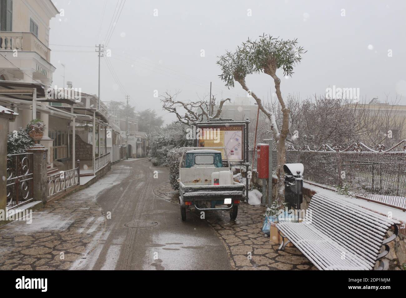 Neve ad Anacapri sull'isola di Capri - Schnee auf der Insel Capri, Italien Stockfoto